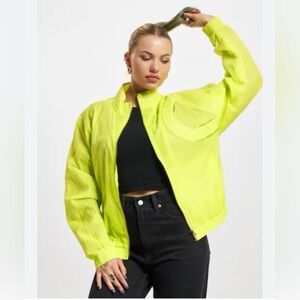 Champion oversized logo track jacket, neon green XS